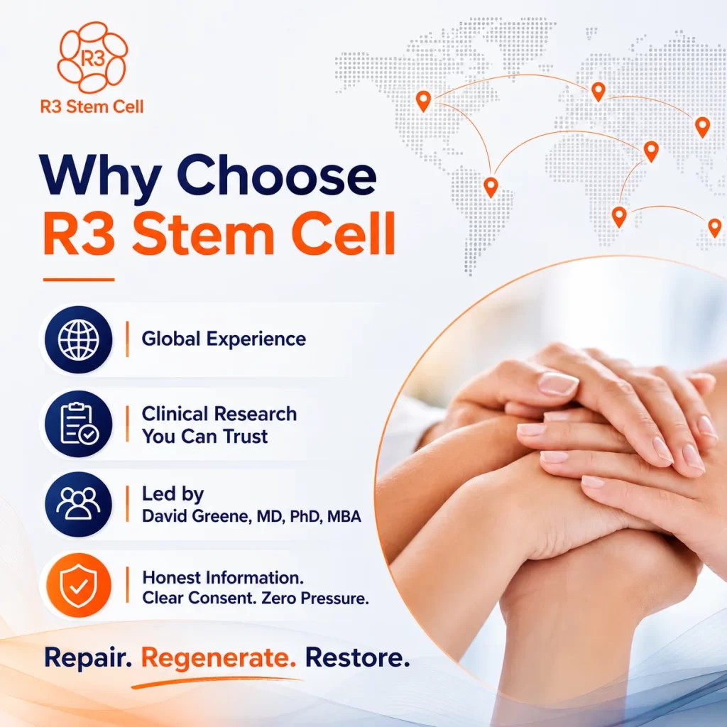 R3 Stem Cell regenerative medicine network with global experience, clinical research, and patient-centered care